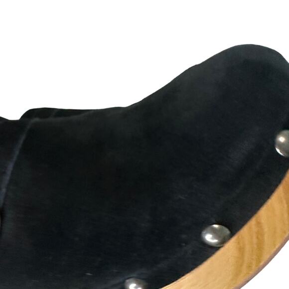 Chinese Laundry Carlie Clog Black Suede Wooden Shoe Women Size 10 Shearling - Picture 12 of 14